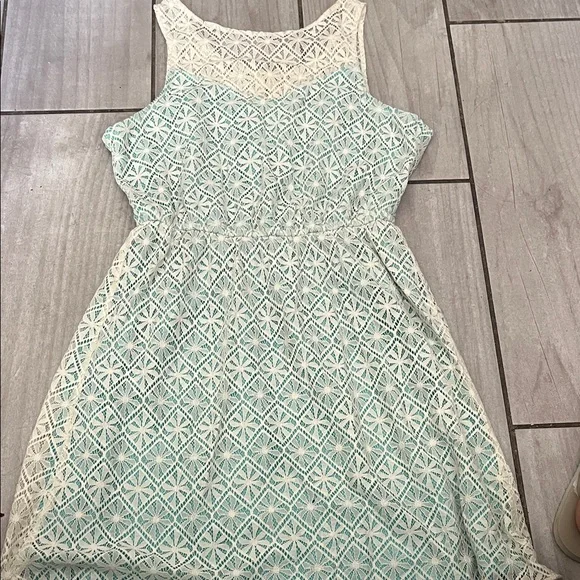 lace vintage swing dress Blue Lace Square Collar Cottagecore Long Sleeve Vintage 1950S Swing Dress, Blue / S